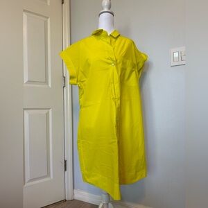 Oliphant Yellow Button-Up Shirt Dress